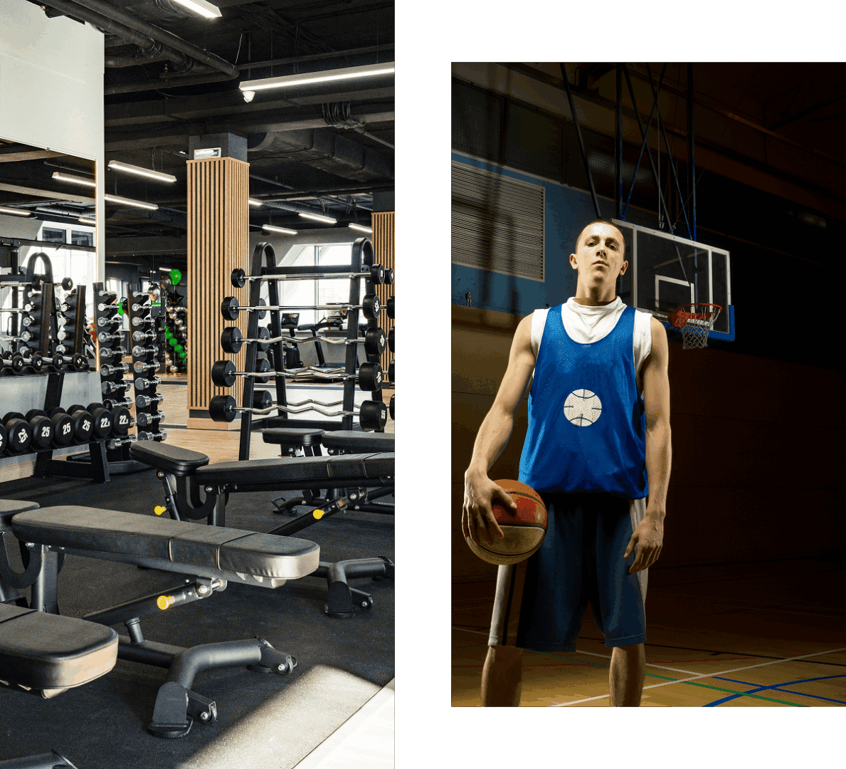 Athlete standing in basketball court